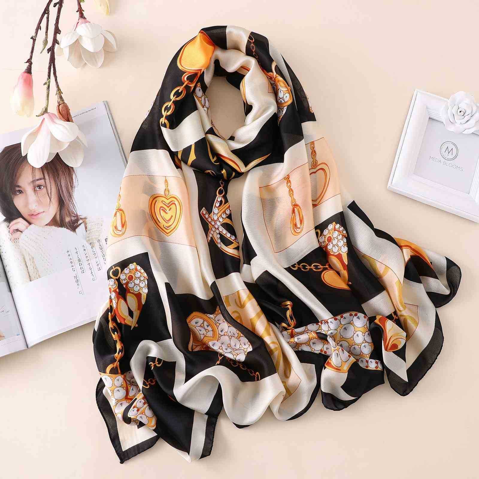 

2021 Summer New Sunscreen Beach Towel Dual Use Long Necklace Printing Like Scarf Versatile Silk, Blue;gray