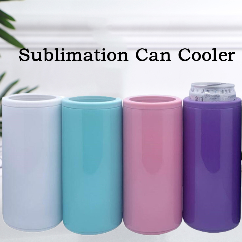 2021 New Wholesale 12oz Diy Beer Can Cooler Double Wall Slim Cola Holder Stainless Steel Bottle Sublimation Coating for Heat Transfer Fd1y-image-658503540