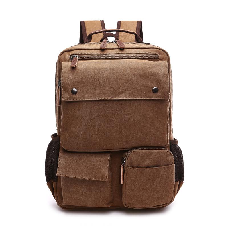 

Backpack Multifunctional Outdoor Travel Bag Fashion Men's Vintage Canvas For Men School Large Capacity, Black