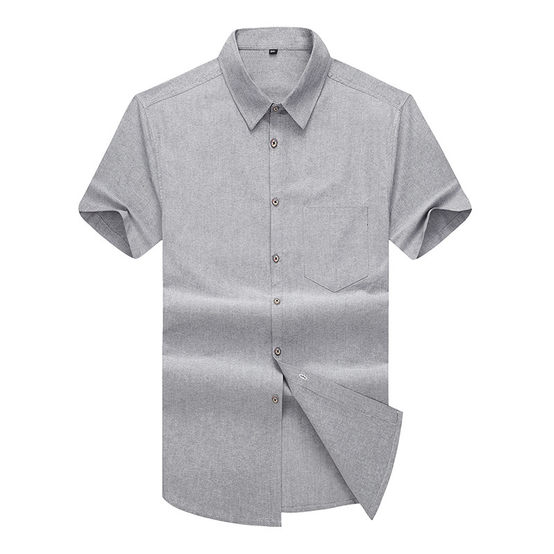 

New Plus Men Wearing Short Sleeve Solid Formal Gray Business Male Fashion Shirt 2021 Size Big Button 5xl Shirts 15nt, Eu