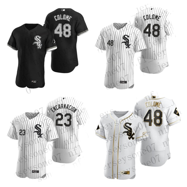 

Custom Men's women youthChicago WhiteSox23 Edwin Encarnacion 48 Alex Colome White black Authentic 2020 Home Jersey