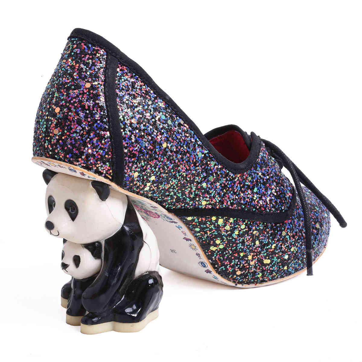 

Slippers Beautiful stereo personality panda sequined pumps mary janes multicolored platform animal bling strange jumps lace to wedding shoes 7MER, 1# shoe box