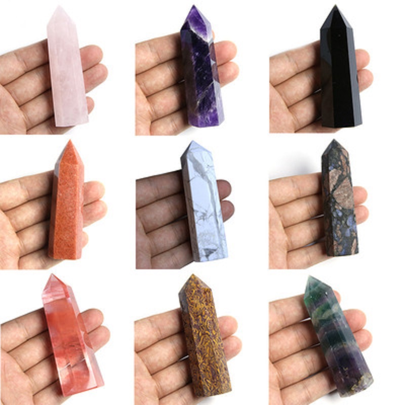 

Total 46 Complete variety Rough polished Quartz Pillar Art ornaments Energy stone Wand Healing Gemstone tower Natural Crystal point