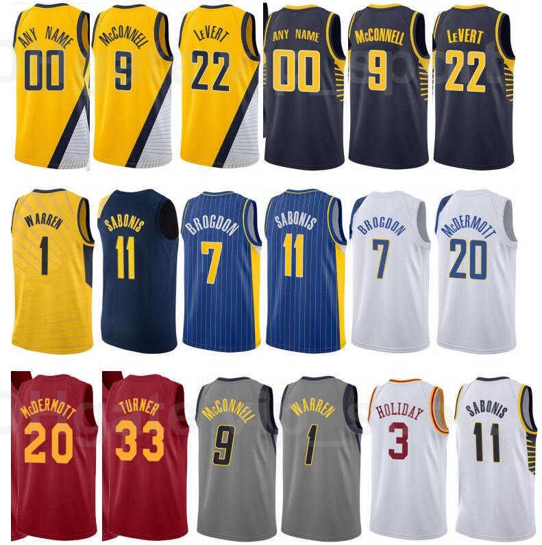 

Printed Basketball Caris LeVert Jersey 22 TJ Warren 1 Doug McDermott 20 Malcolm Brogdon 7 Domantas Sabonis 11 Blue Red City Earned Edition