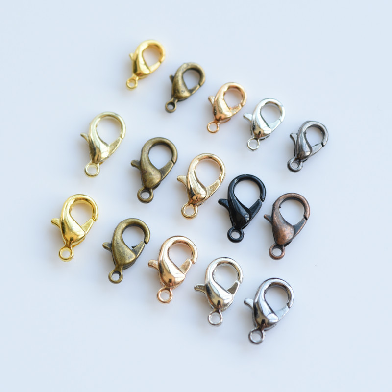 10mm Silver Bronze Gold Plated Lobster Trigger Claw Clasps Connector Jewelry DIY for Jewelry Findings Mixed Color 100pcs/lot-image-376036692