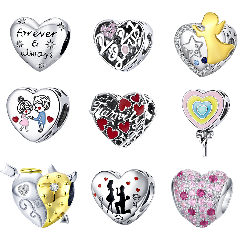 

MOWIMO You Are Beatiful Heart Charms 100% 925 Sterling Silver Beads Fit Original Silver Bracelets Pendant DIY Necklace Jewelry Q0531