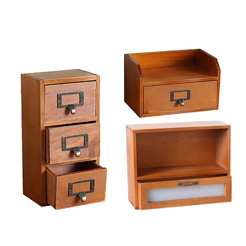 

Storage Boxes & Bins Makeup Organizer, Wood Vanity Countertop Organizer Cosmetic Jewelry Tray With Drawers For Bathroom