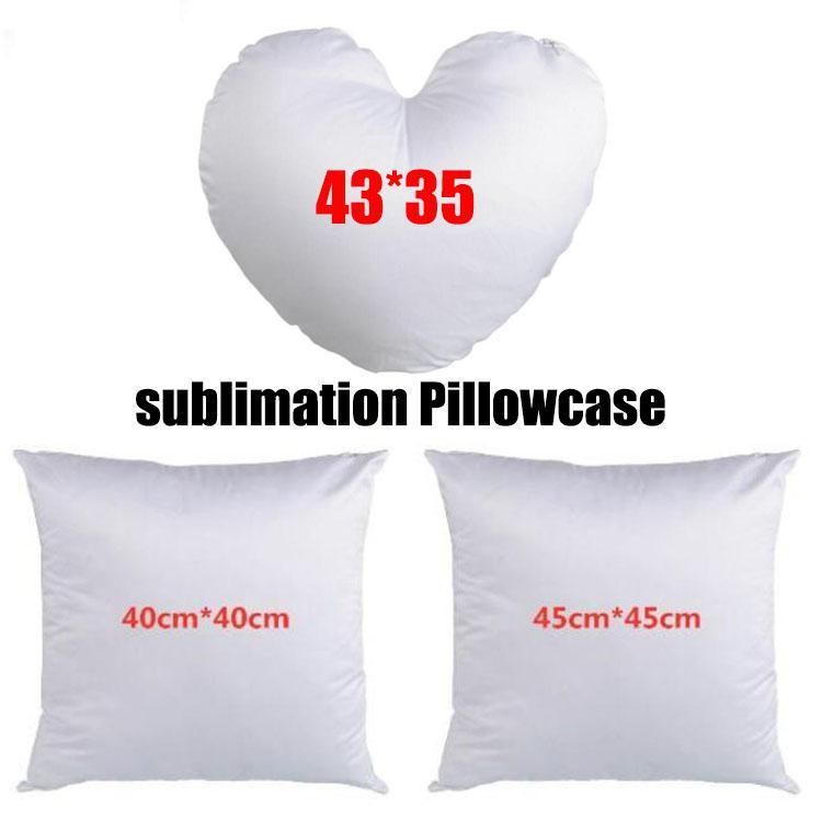 

3 size loveheart and Square shape sublimation pillowcases DIY heat transfer printing pillow cover without insert polyester pillow cover gift, White