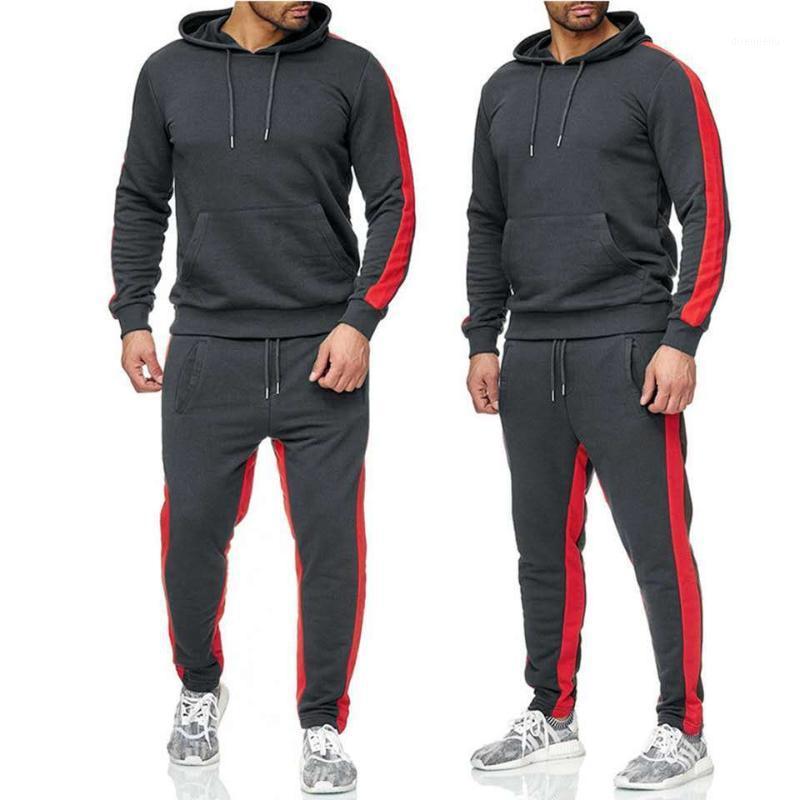 

Running Sets 2021 Spring Autumn Men Warm Suit Hoodie Sweatshirt And Pants 2 Piece Sports Workout Wear Tracksuit Fitness Run Set, Black;blue