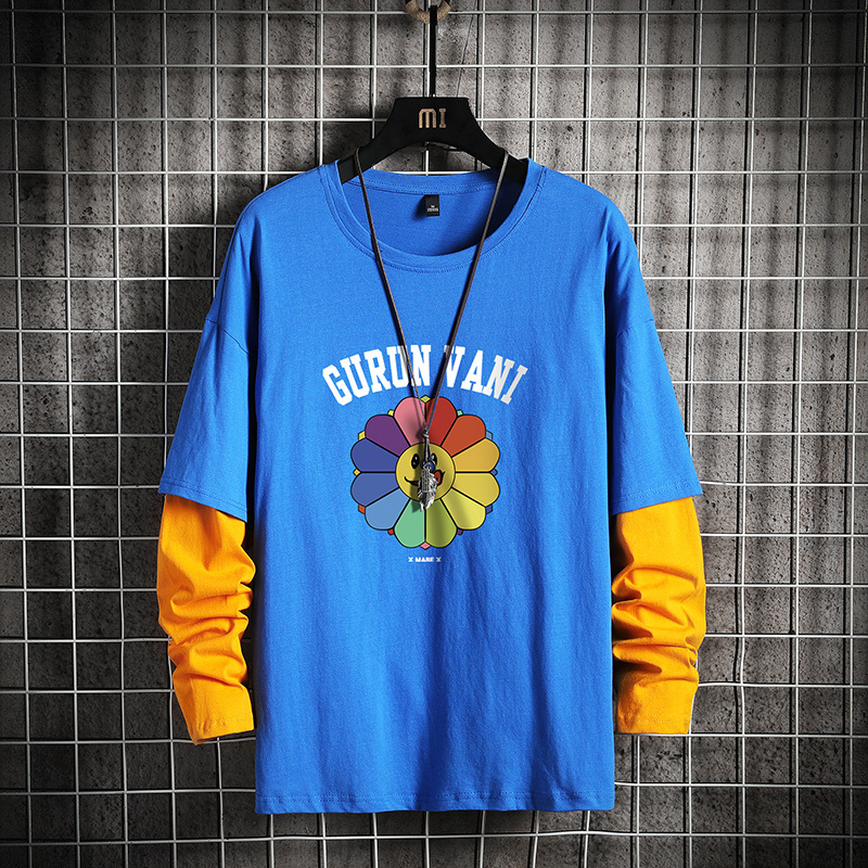 

2021 Letter Printed Sweatshirt Men New High Street Hoodie Mens Fashion Patchwork Sweatshirts with Pocket Male O-neck Casual Top 8ije, Blue