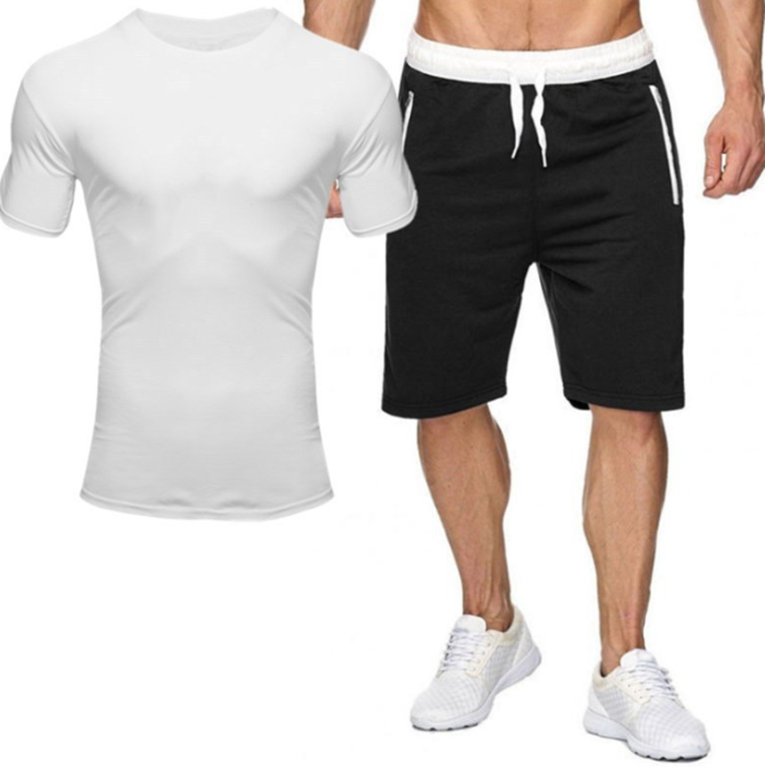 

Plus size 2XL men shorts Two piece sets casual Tracksuits solid color outfits sports jogger suit sleeveless t shirt+short pants 681, Mix color