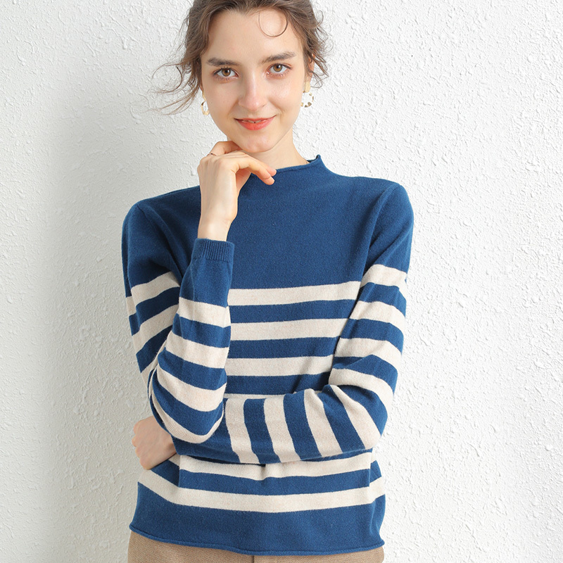 

2021 New Listrada Cashmere Feminina De Malha Inverno Quente o Pescoo Manga Longa Senhoras Jumper 100%  Merino Pulver Puoq, Beige