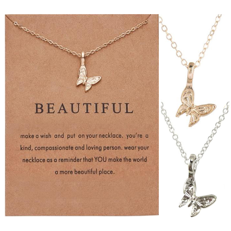 

Fashion butterfly Pendant Necklace NO Dogeared Logo Short Alloy Clavicle jewelry for Women Girls Gifts, Silver