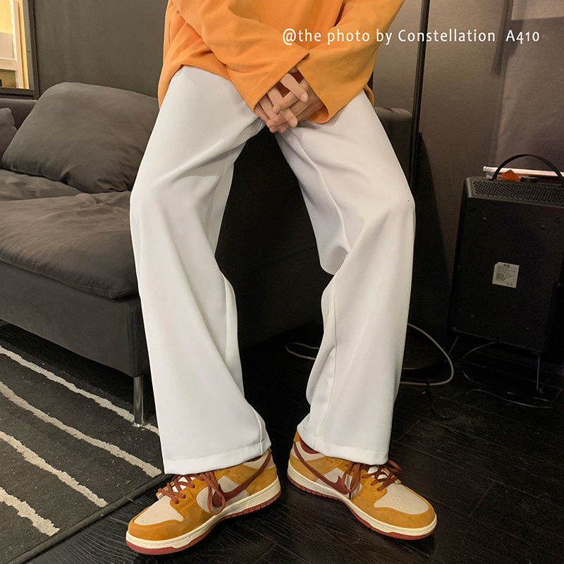 

2021 New Spring Wide-leg Men's Fashion Solid Color Casual Men Streetwear Korean Loose Hip-hop Straight Pants Mens Trousers 3x3c, Gray