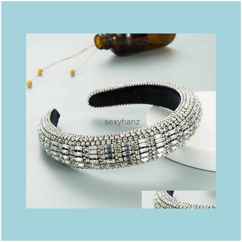 

Headbands Jewelry Fl Crystal Head Bands Women Headband Sparkly Padded Rhinestones Hairbands Black White Headdress Luxury Hair Aessories Drop