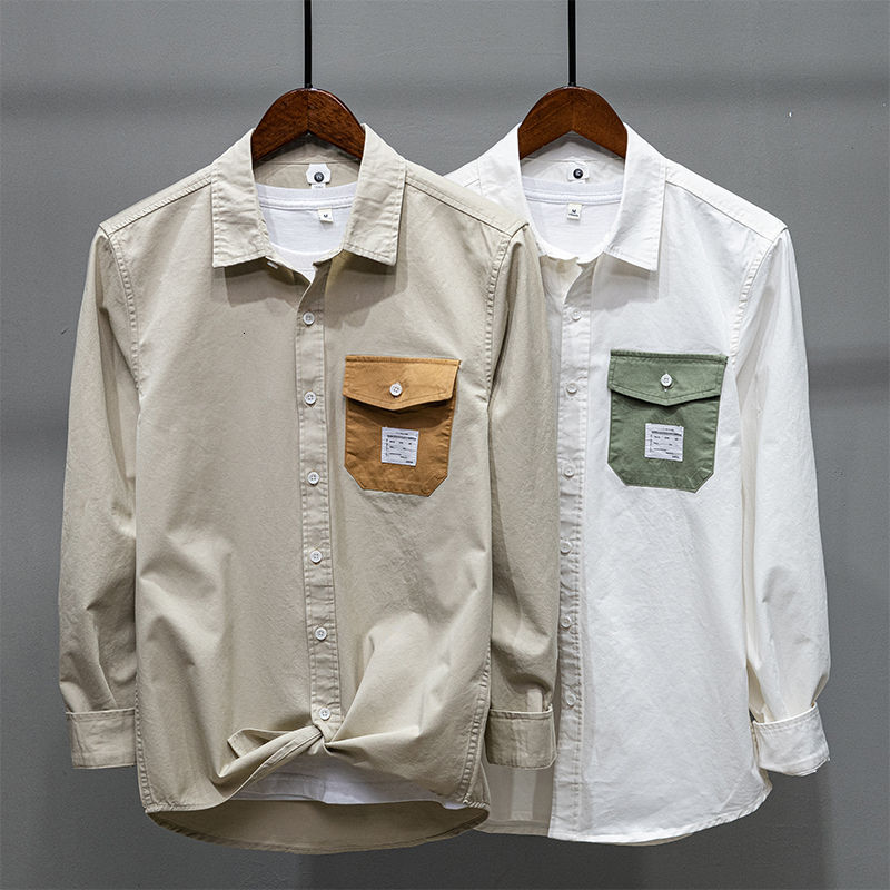 

New 2021 Pure Cotton Long Sleeve Fashion Spring Comfortable Shirts for Men Solid White Shirt Mens Chemise Camisa Gvh1, Apricot