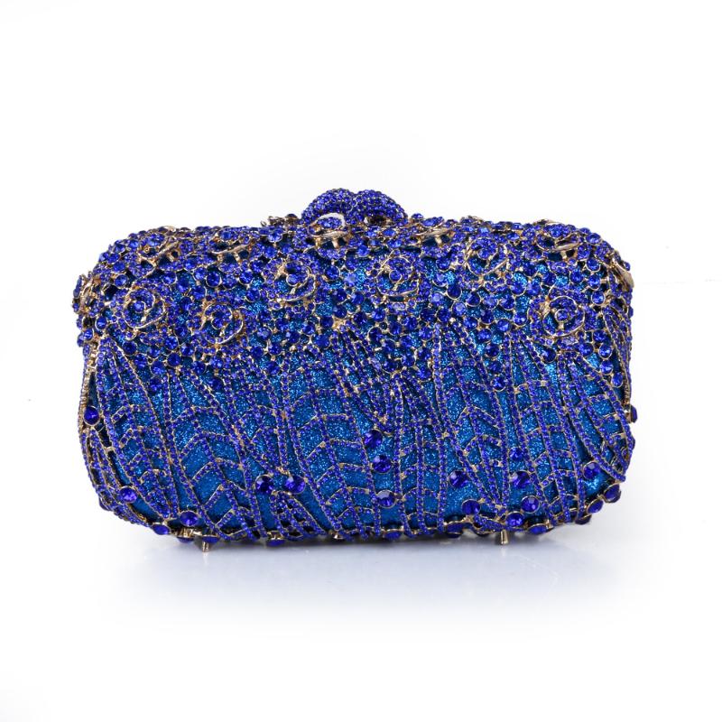 

Evening Bags XIYUAN Blue/Green/Red/Purple Color Crystal Clutch Bag Hard Case Mini Rhinestones Handbags Party Wedding Handbag