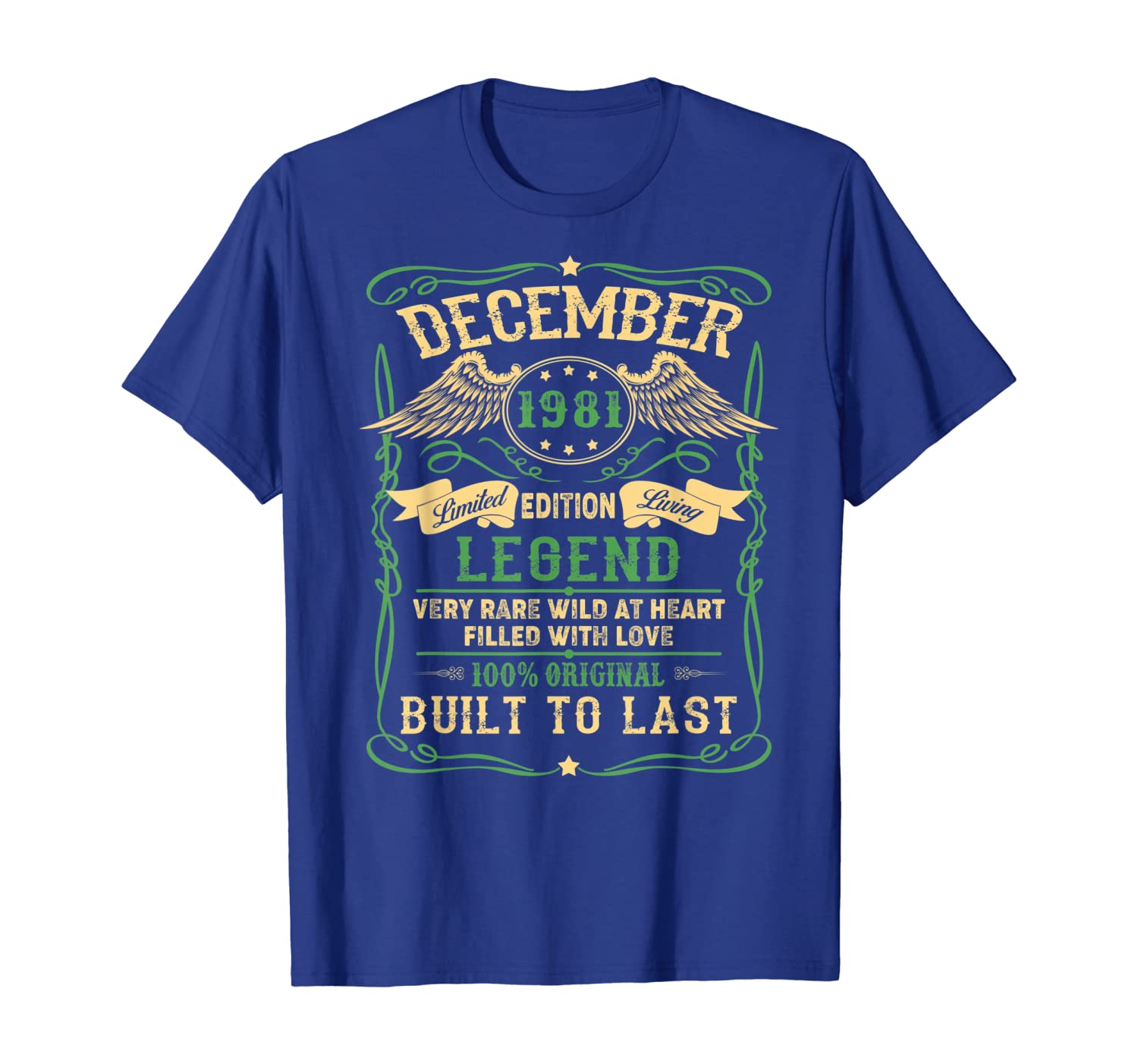 

Legend Born DECEMBER 1981 38th Birthday Gifts Funny T-Shirt, White;black