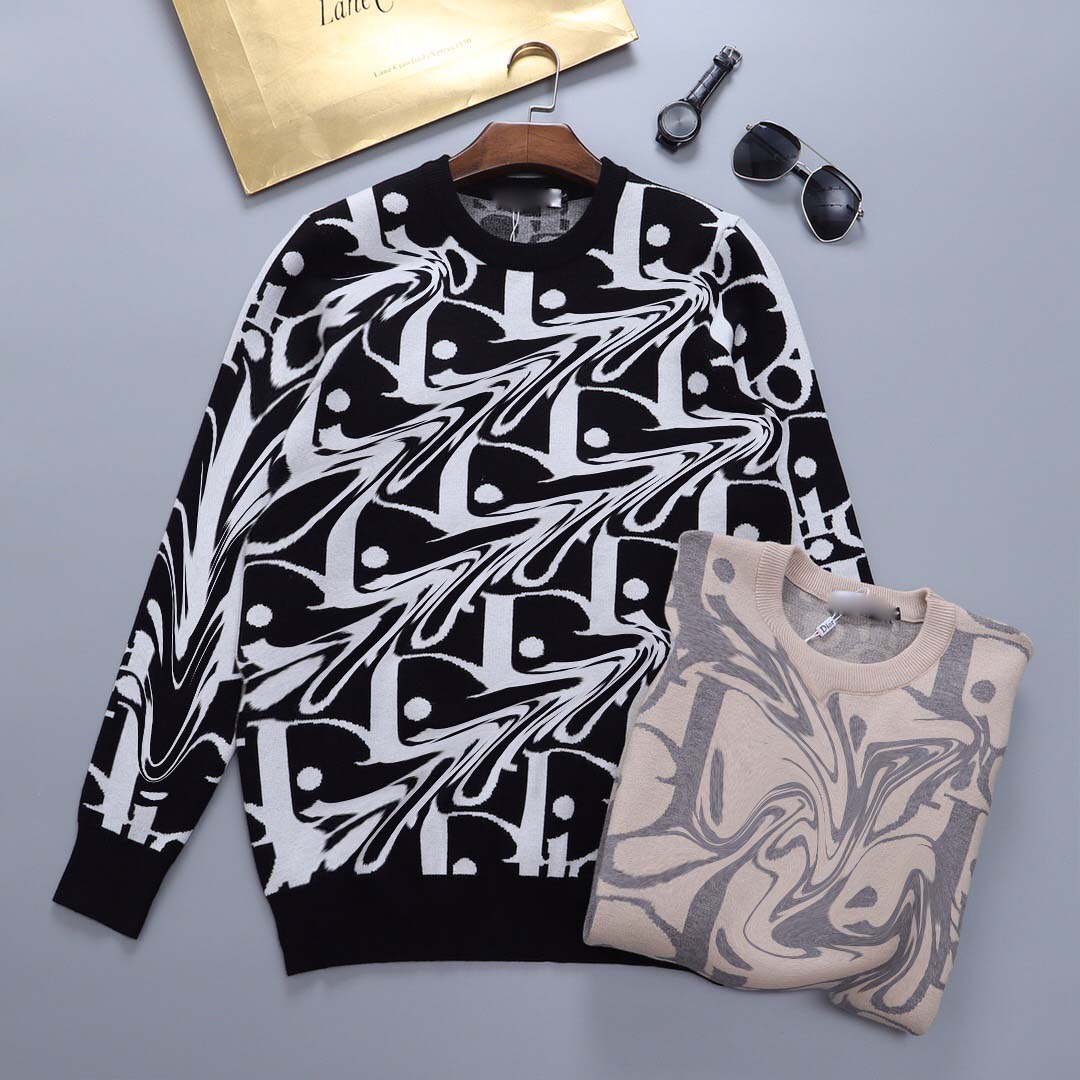 

20SS autumn and winter men's new fashion sweater outdoor classic casual handsome letter stripe design bottoming shirt comfortable to wear, White;black