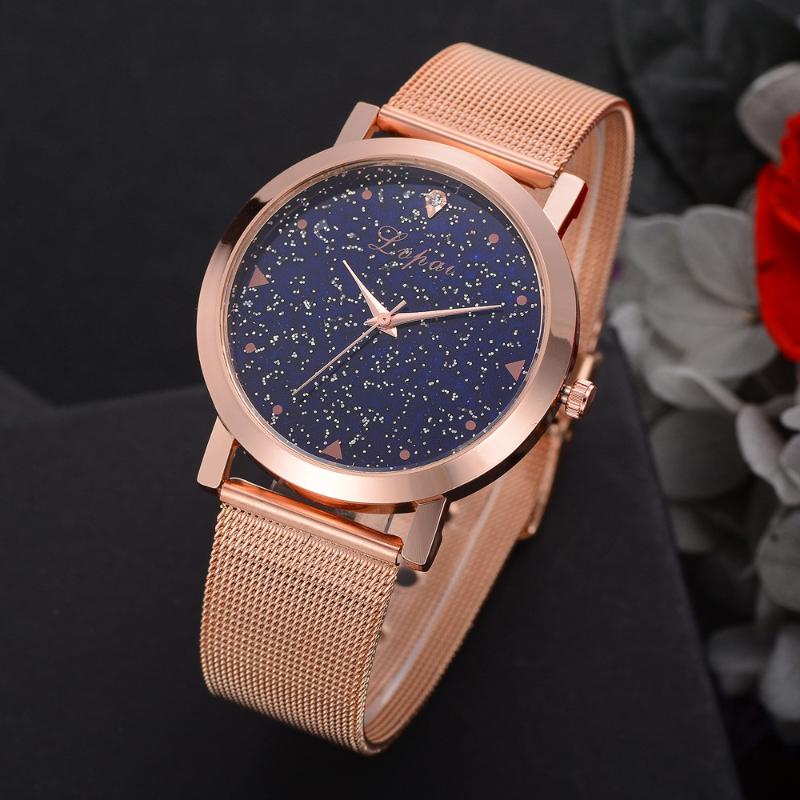 

Wristwatches Women Quartz Watches Fashion Lvpai Casual Round Star Shinning Stainless Steel Band Watch Analog Wrist, As pic