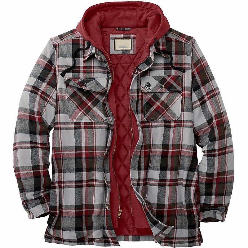 Men's Shirt Lattice Hooded Street Casual Zipper Print Long Sleeve Tops Casual Fashion Breathable Green Blue Orange / Fall / Winter Q4dB#