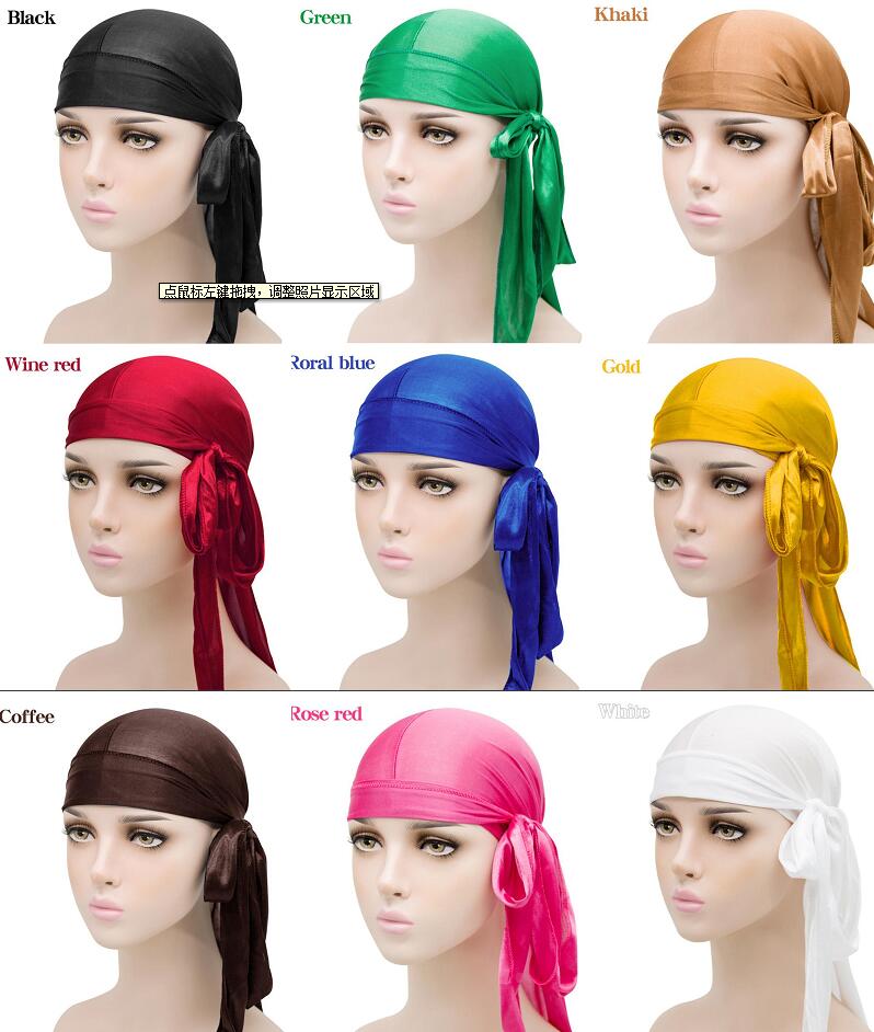 

new arrived Fashion Men's Satin Durags Bandana Turban Wigs Men Silky Durag Headwear Headband Pirate Hat Hair Accessories