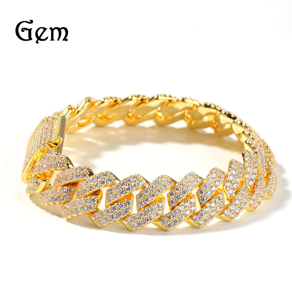 

Hip hop micro set Zircon Bracelet men's high quality personalized bar Cuban bracelet