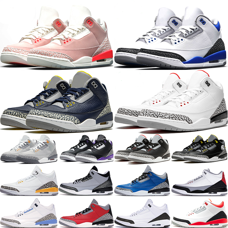 

Racer Blue Basketball Shoes 3s 3 Black Cement Michigan Fire Red Rust Pink Cool Grey Chlorophyll Laser Orange UNC Men trainers Sports Sneakers