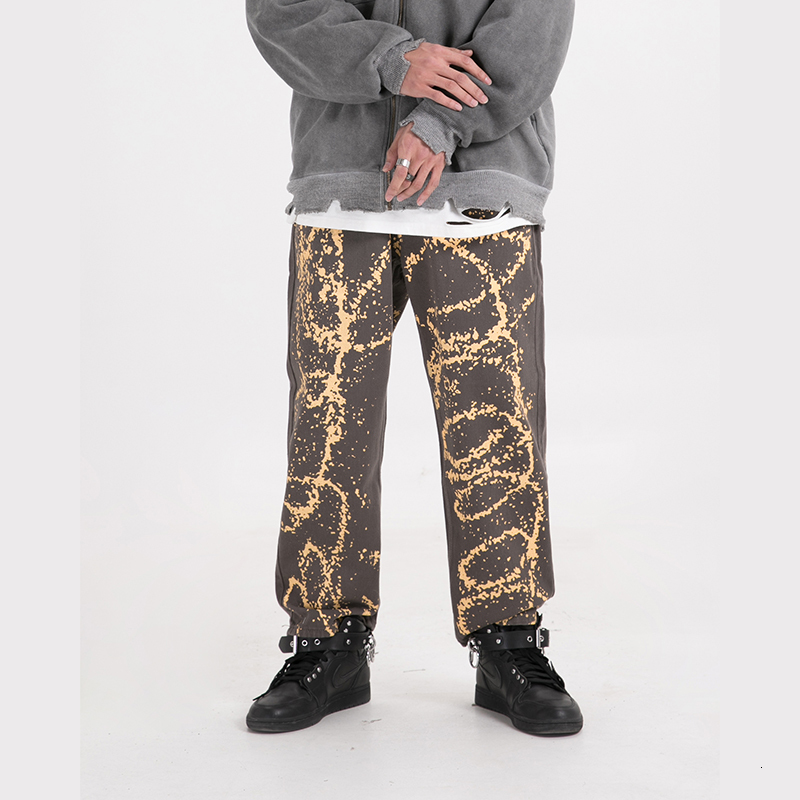 

2021 New 20ss Alta Rua Onda Dot Abertura Impresso Denim Calas De e Mulher Em Linha Reta Casual Harajuku Rasgado Jeans Para Homem Hip Hop P11, Pic color