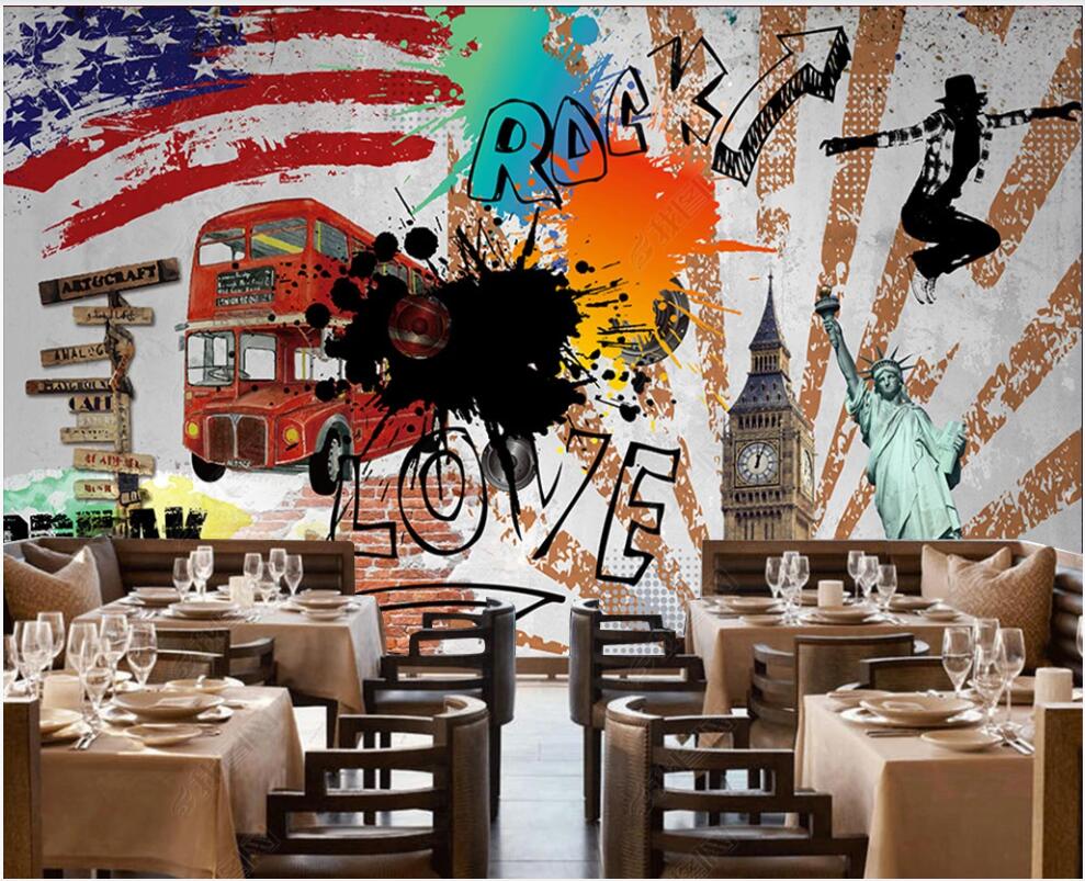 

3d wallpaper custom photo mural Trendy street art graffiti hip hop bar home decor 3d wall murals wallpaper for living room in rolls, Non-woven wallpaper
