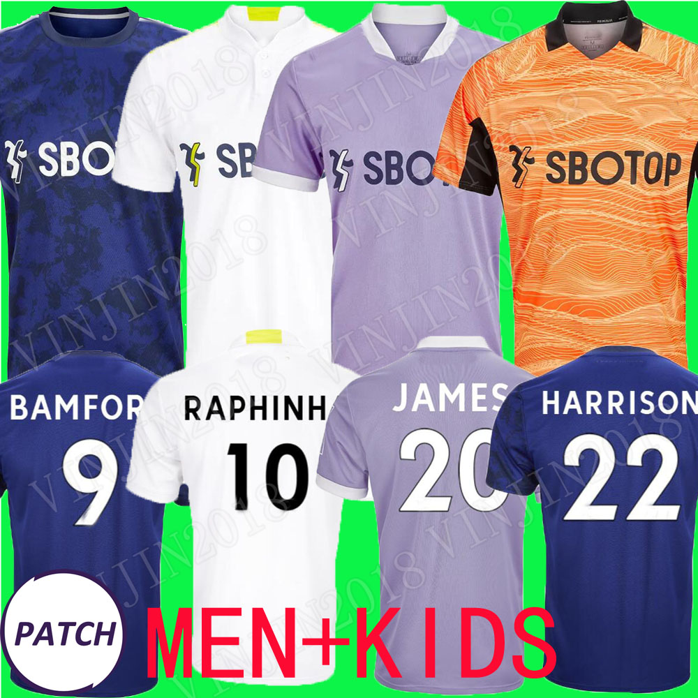 

21 22 leeds third soccer jerseys Fans player version 2021 2022 home JAMES HARRISON goalkeeper COSTA BAMFORD PHILLIPS RAPHINHA Men kids kits football shirt, Away+patch