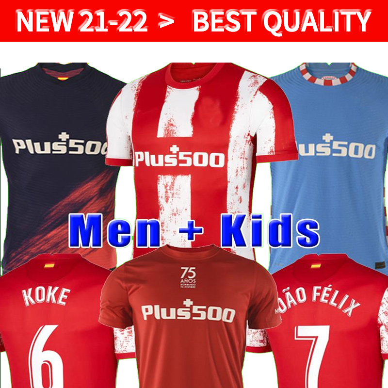 

Player version Atletico soccer jersey 21 22 JOÃO FÉLIX MADRID 2021 2022 M.LLORENTE KOKE SAUL SUAREZ camiseta aldult football shirts uniforms men + kids kit, 2122 away