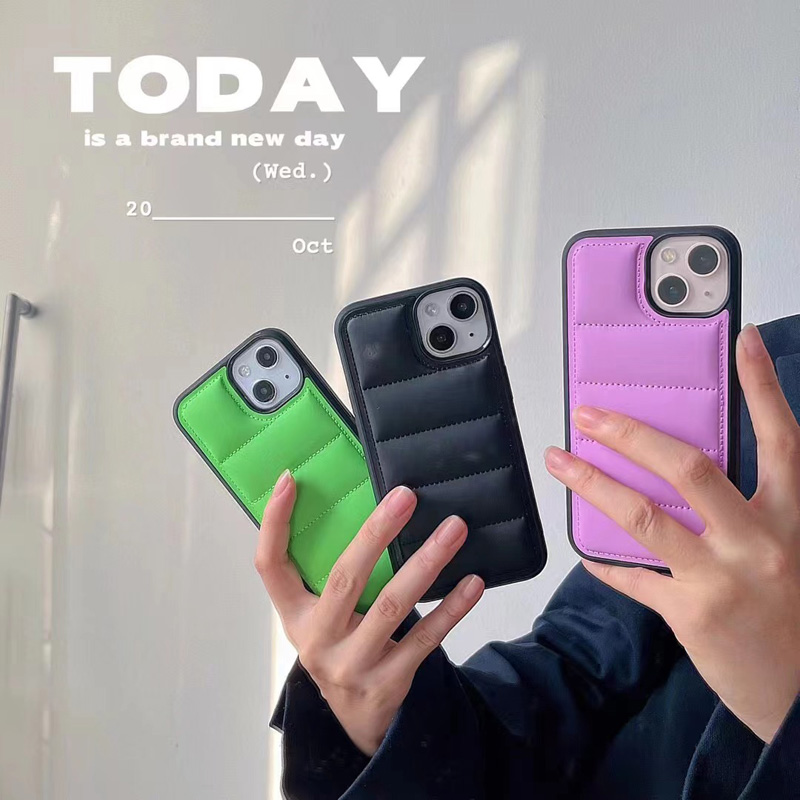 

Luxury Winter down jacket 3D The Puffer Soft cloth Phone Case For iPhone 13 Pro 12 11 Pro Max XS XR Se X Warm hand cover