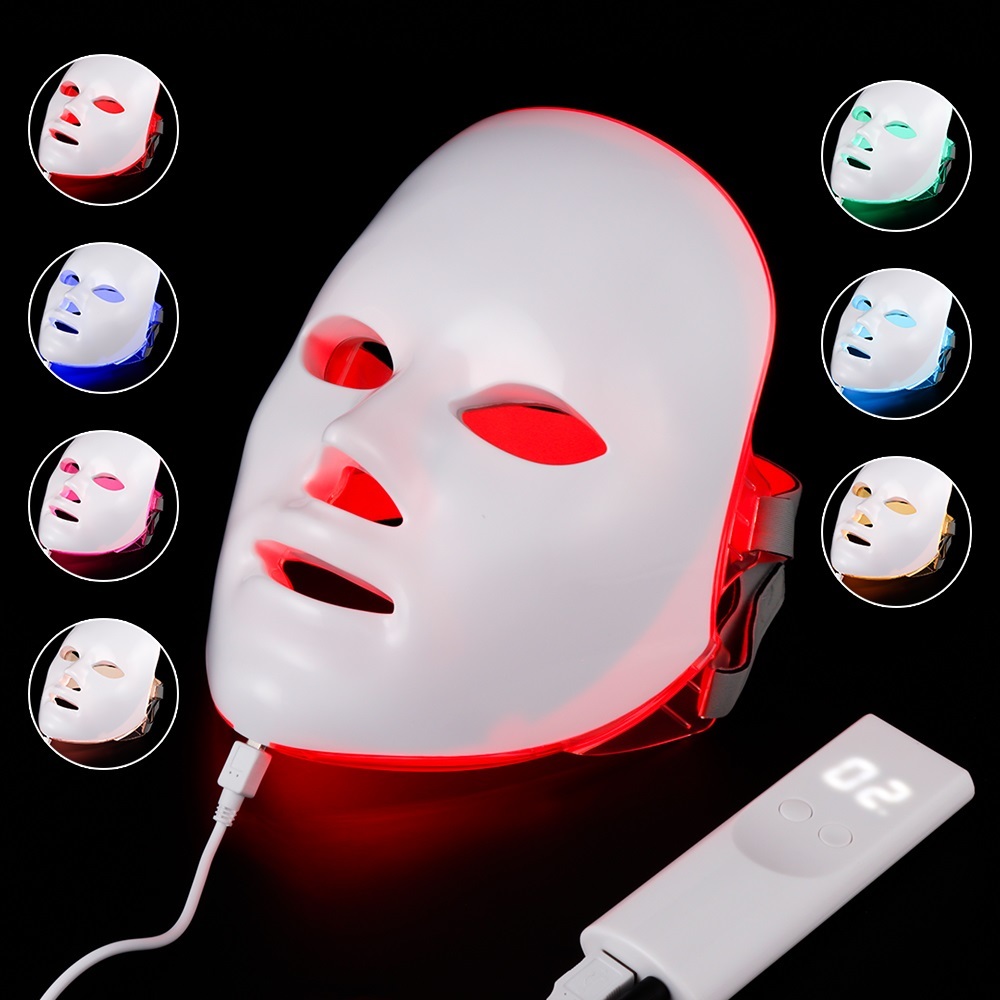 

7 Colors Light LED Facial Mask Skin Rejuvenation LED Mask Phototherapy Face Care Beauty Anti Acne Whitening Wrinkle Removal Mask Q0607