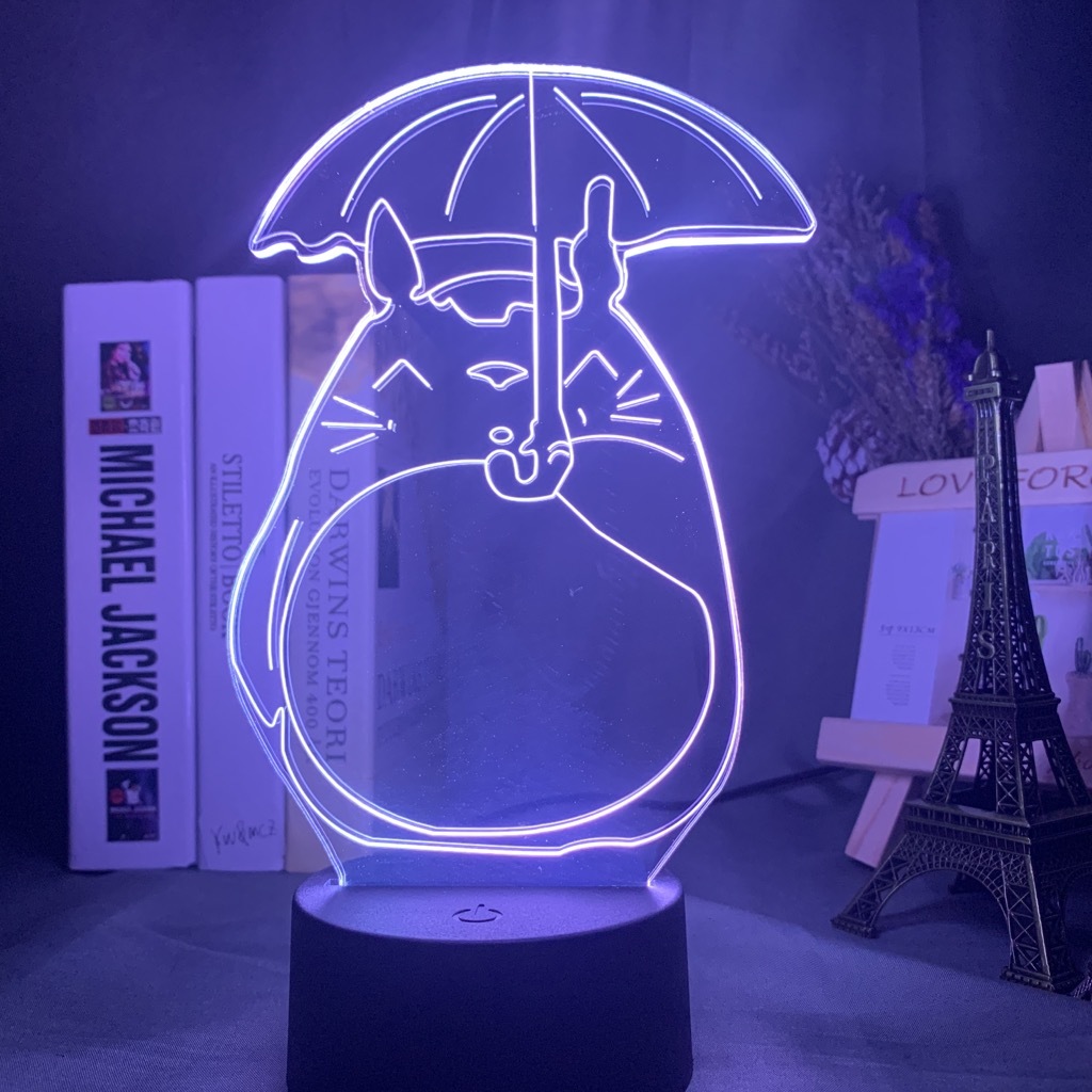 

7/16 color 3D Illusion Light Anime Totoro Open An Umbrella Bedroom Led Black base Night Light Lamp For Kids Birthday Gift C0305