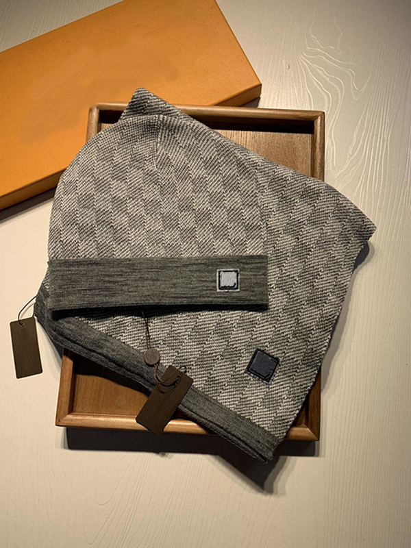 

ghg hat scarf Fashion high quality design letter embroidery men and women wool beanie, Blue;gray