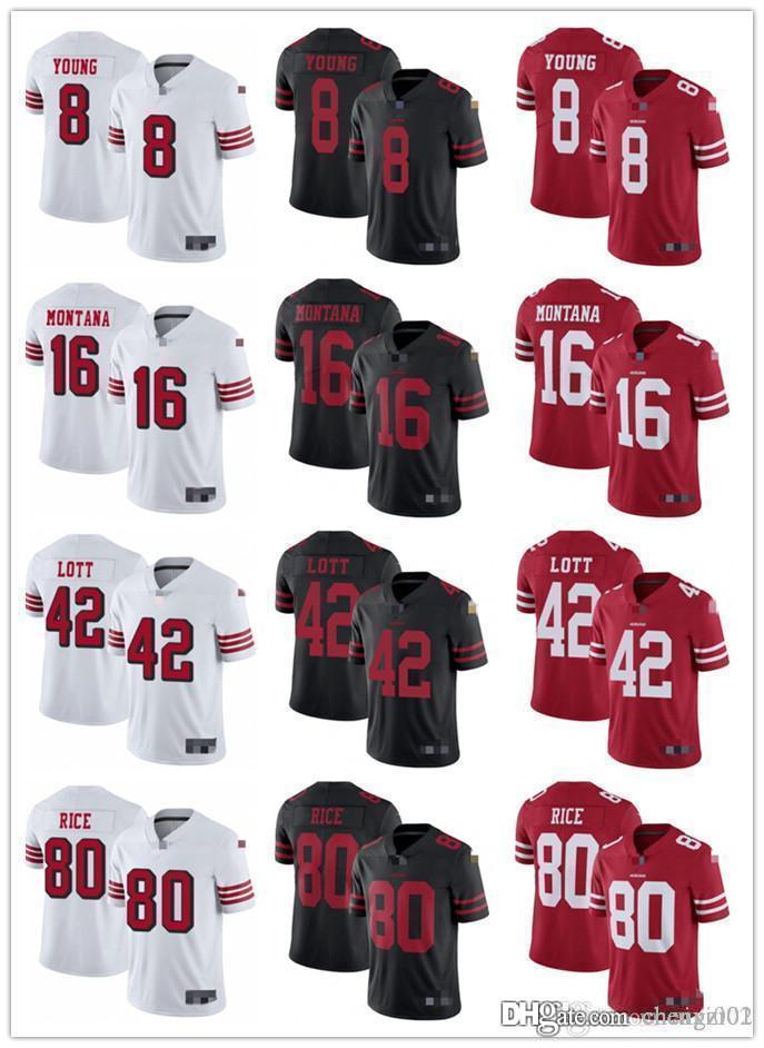 

Mens Womens Youth San Francisco 49ers 8 Steve Young Red 16 Joe Montana Black 42 Ronnie Lott White 80 Jerry Rice Football Jerseys, Black;red