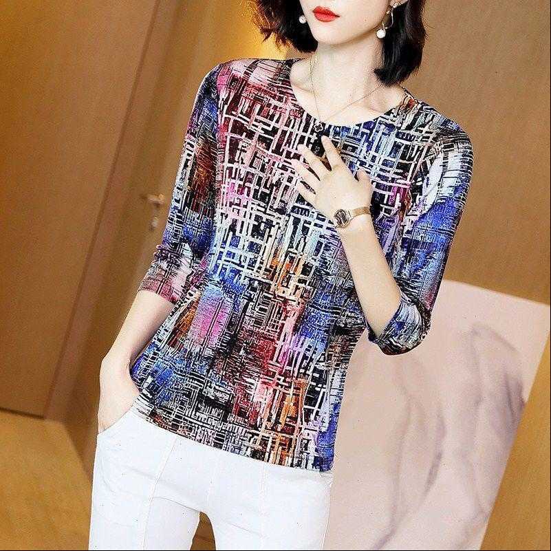

spring autumn style casual womens shirt o neck short sleeve striped printed blusas dd8820, White