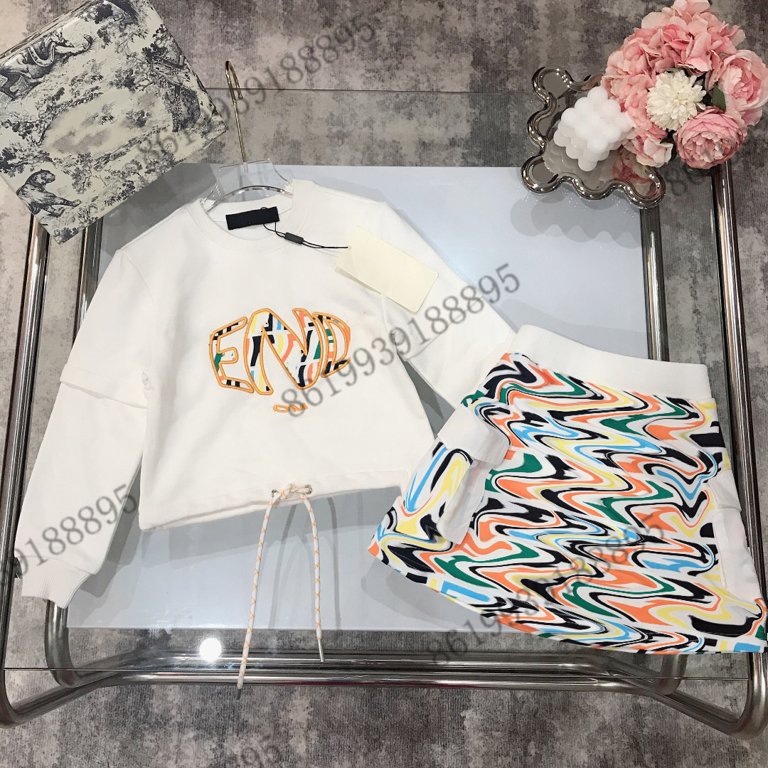 

designer kids casual star logo long sleeve hooded+ skirts sets color childrens suit brand girls clothing otton tees size -160 Brother and sister costume, 03