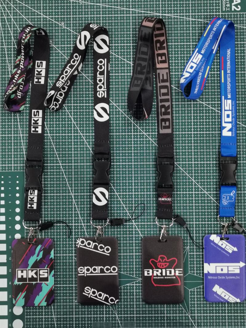 

Keychains Unique JDM Racing Style Bank Holder Wallet Bus ID Name Work Card Lanyard For BRIDE SPARCO NOS HKS MUGEN POWER