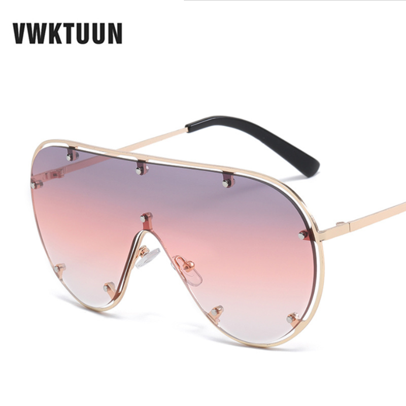 

Sunglasses VWKTUUN Punk Style Women Oversized Sun Glasses For Men Colorful Lens Pilot Vintage Big Frame Sunglass