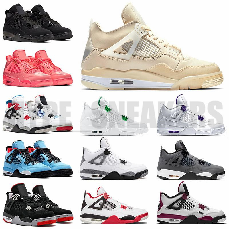 

Basketball Shoes Sail 4 Mens Womens Sneakers Neon Jumpman 4s Cactus Jack Bred Black Cat Metallic Hot Punch Women Trainers WITH TAG GIFT