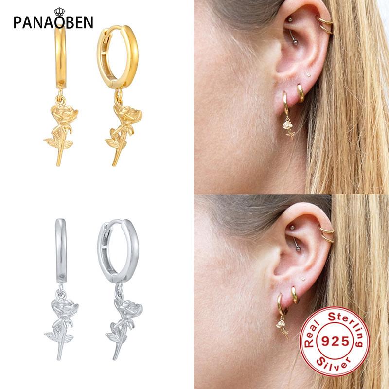 

Hoop & Huggie PANAOBEN 925 Sterling Silver Vintage Snake Earrings For Women Girls Zircon Pendant Earing Pendientes Serpiente Fine Jewerly