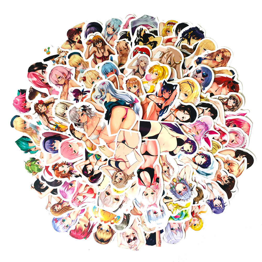 

100pcs/Lot Sexy Anime Girls Stickers Waterproof Sticker For Laptop Skateboard Notebook Luggage Water Bottle Car Decals Kid Toys Gifts, Multi-color