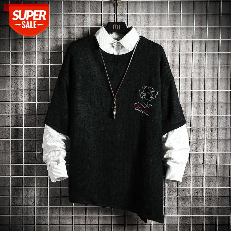 

Men'S Sweaters Spring Autumn Winter Clothes 2020 Pull OverSize -4XL 5XL Korea Style Casual Standard Pullovers #9r8B, White;black