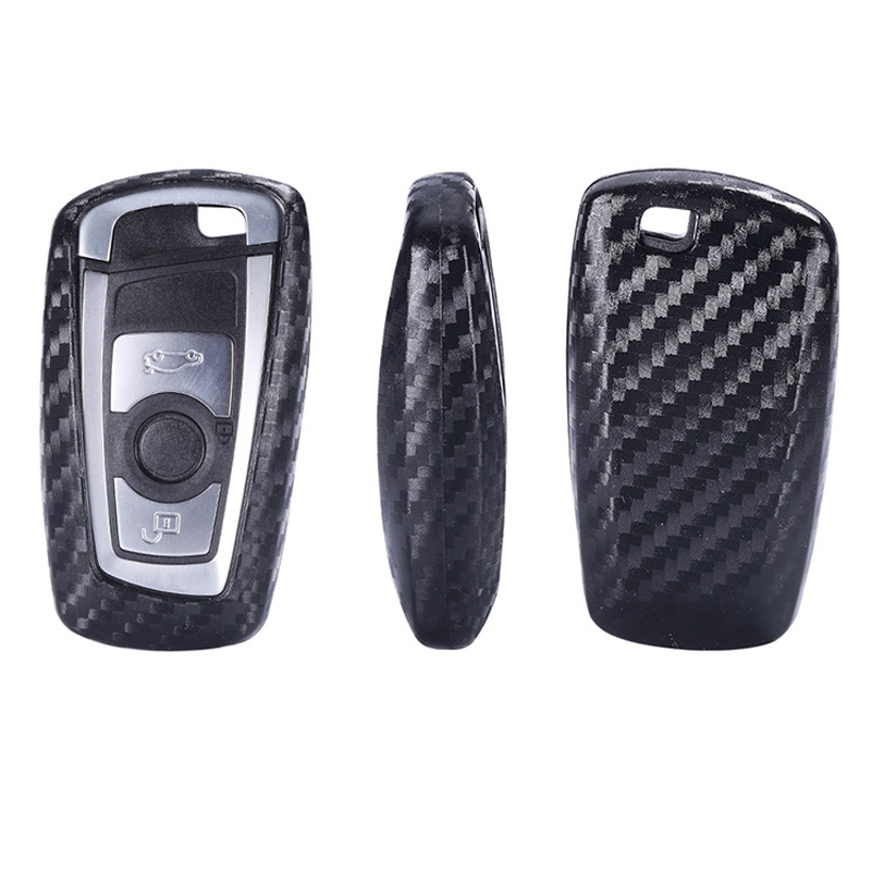 

Carbon Fiber Pattern Car Key Case Cover For BMW G30 X1 X3 X5 F07 F11 F15 F20 F31 F48 E90 E36 Keychain Bag Remote Cover New, Silver keychain