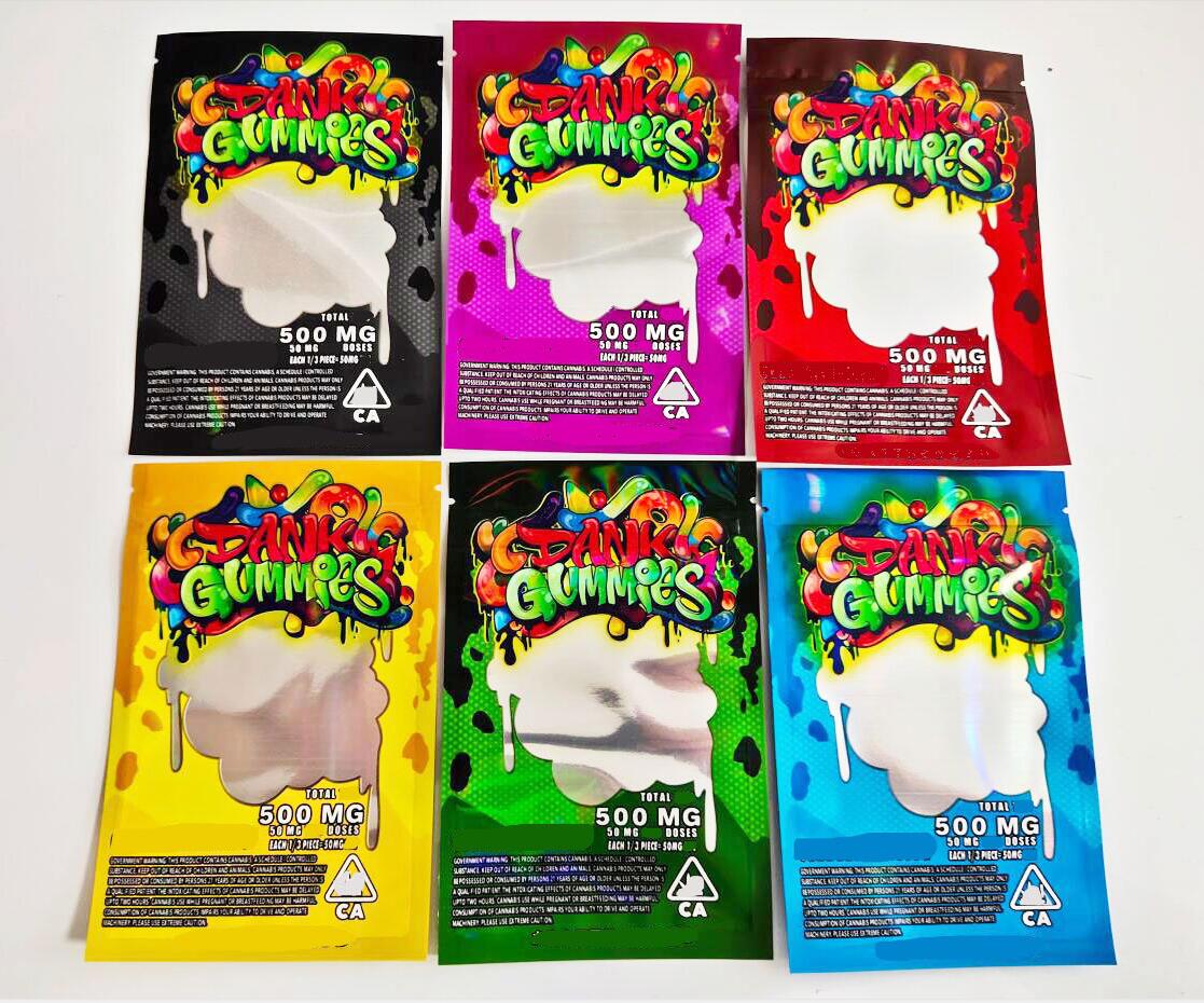 

Edibles Packaging 500MG DANK Gummies bags Worms Bears Cubes Gummy Wholesale from Factory chuckles runtz runty
