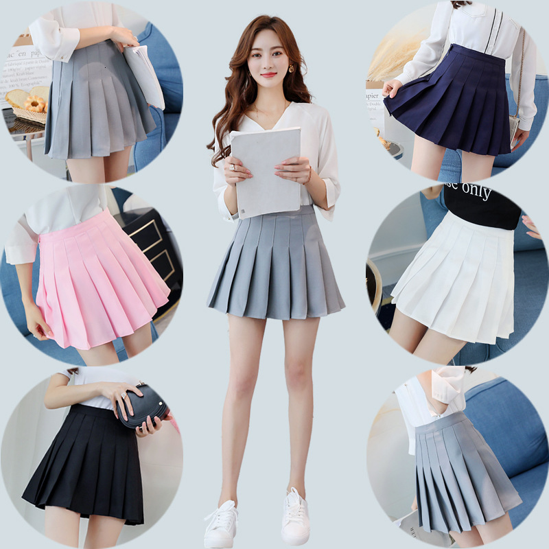 

2021 New Safety Pants Inside Short Korean Style Japanese Harajuku Women Sexy Mini Skirts Summer Autumn Pleated Skirt Naqs, Dark blue