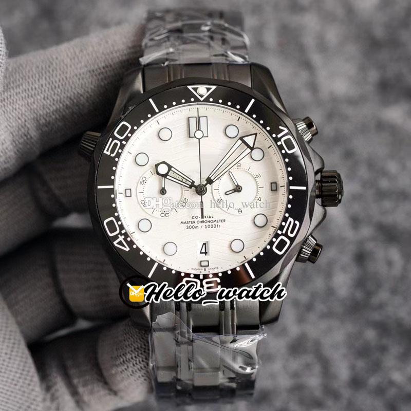 

44mm Dive 300mm Watches White Dial Quartz Chronograph Mens Watch 210.22.44.51.01.001 Stopwatch PVD Black Steel Case Bracelet HWOM Hello_Watch G31A (5), Slivery;brown