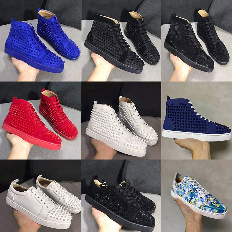 

2021 red bottom high top willow nail casual lace drill embroidery flat men's and women's belt box, Customize